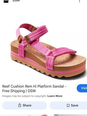 Reef Women's Pink Platform Cork-Style Sandal